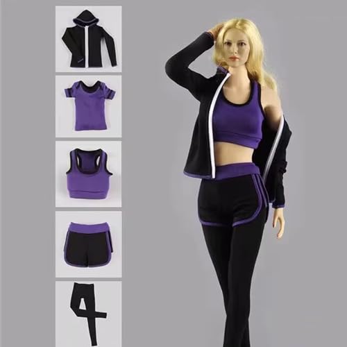 AMITD 1/6 Scale Female Figure Doll Clothes: Sports Clothing Set for 12 inch Collectible Action Figure (Purple) von AMITD