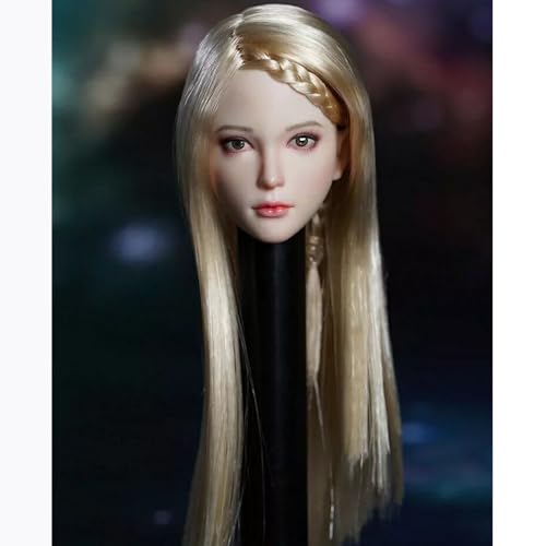 AMITD 1/6 Scale Female Figure Head Sculpt, Charming Asia Girl Doll Head for 12 Inch Action Figure TBLeague JIAOUDOLL (Blonde Hair) von AMITD