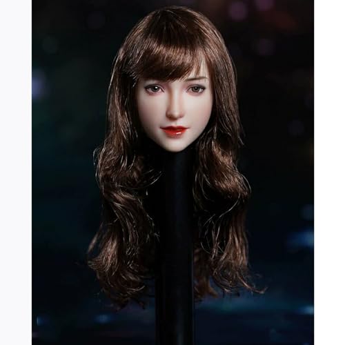 AMITD 1/6 Scale Female Head Sculpt,Anime Girl Planted Hair Head Carved for 12inch Female Phicen TBLeague Action Figure Body (Curly Hair) von AMITD