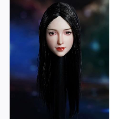 AMITD 1/6 Scale Female Head Sculpt,Anime Girl Planted Hair Head Carved for 12inch Female Phicen TBLeague Action Figure Body (Long Hair) von AMITD