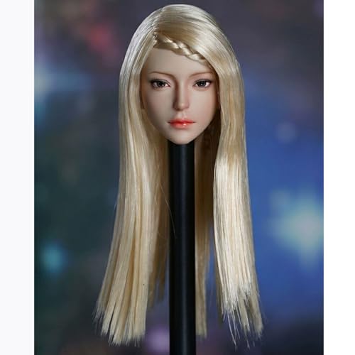 AMITD 1/6 Scale Female Head Sculpt,Asian Girl Planted Hair Head Carved for 12inch Female Phicen TBLeague Action Figure Body (Blonde Hair) von AMITD