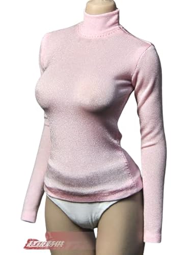 AMITD 1/6 Scale Women's Turtleneck Skinny Bottoming T-Shirt for 12 Inch Female Action Figure Clothing Accessories(Pink) von AMITD