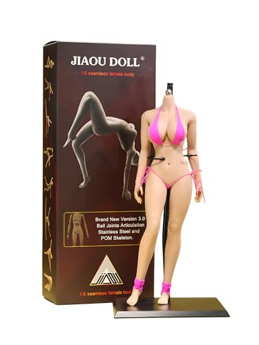 AMITD 1/6 weiblicher Körper, 12" Super Flexible European Type, JIAOUDOLL Seamless Large Bust, No Head (Normal Skin, JOQ-10E-Detachable Feet) von AMITD