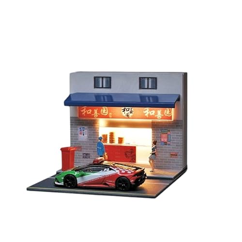 AMITD 1/64 Maßstab Miniature Scene Model,Breakfast Bun Shop Diorama Simulation Scene Building Model with Light for Photography Decoration Collection (Breakfast Bun Shop) von AMITD