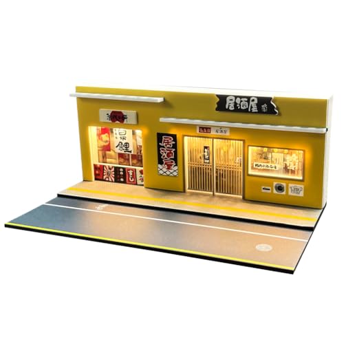 AMITD 1/64 Maßstab Miniature Scene Model,Japanese Style Bar Diorama Simulation Scene Building Model with Light for Photography Decoration Collection (Japanese Style Bar) von AMITD
