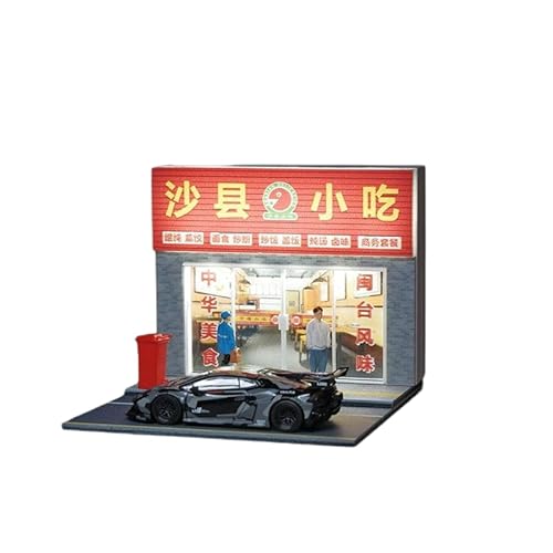 AMITD 1/64 Maßstab Miniature Scene Model,Shaxian Snacks Diorama Simulation Scene Building Model with Light for Photography Decoration Collection (Shaxian Snacks) von AMITD