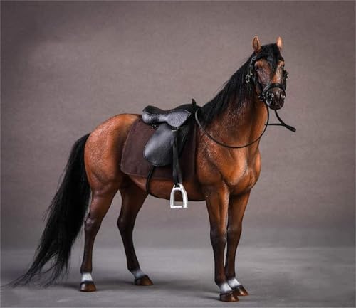 AMITD 1:12 Scale Germany Hanover Horse Figure Warm-Blood Hanoverian Steed Animal Model Realistic Educational Painted Decoration Collector Gift Adult (Brown and Black) von AMITD