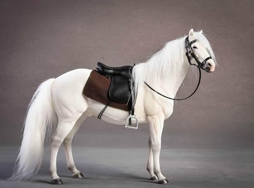 AMITD 1:12 Scale Germany Hanover Horse Figure Warm-Blood Hanoverian Steed Animal Model Realistic Educational Painted Decoration Collector Gift Adult (White) von AMITD