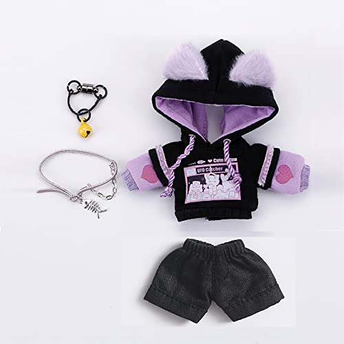 AMITD BJD Clothes Cat Hooded Sweater Coat for OB11, Molly,GSC, YMY , 1/12bjd Doll Clothes Accessories (Black-Purple1) von AMITD