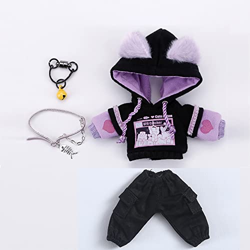 AMITD BJD Clothes Cat Hooded Sweater Coat for OB11, Molly,GSC, YMY , 1/12bjd Doll Clothes Accessories (Black-Purple2) von AMITD