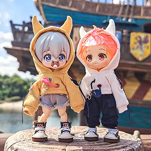 AMITD BJD Clothes Fashion Little Devil Sweater Hoodie for Ob11,Molly, GSC, 1/12 Bjd Doll Clothing Doll Accessories Toys (White) von AMITD