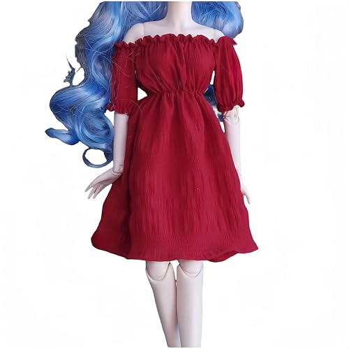 AMITD BJD Doll Clothes Handcrafted Stylish Outfits Compatible with 1/3 1/4 1/6 BJD Doll SD Doll (Red Long Dress, 1/4) von AMITD