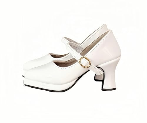 AMITD BJD Doll Shoes Carefully Crafted Fashion High Heels for 1/3 1/4 1/6 11.8 18 24 inch BJD Doll Gifts for Doll Lovers (Glossy White, 1/6) von AMITD