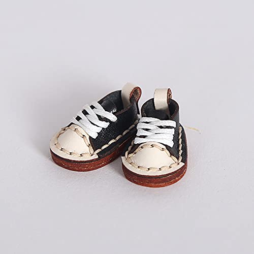 AMITD BJD Doll Shoes Low-top Handmade Leather Shoes for OB11,Body9,GSC,1/12bjd Doll Accessories (Black) von AMITD