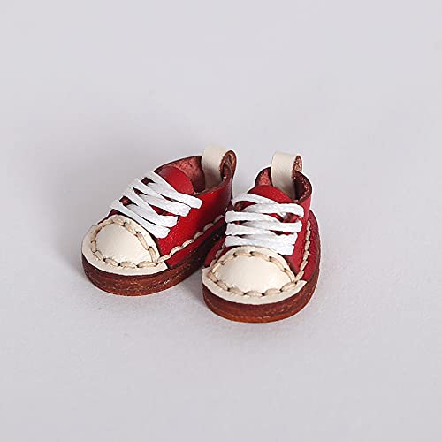 AMITD BJD Doll Shoes Low-top Handmade Leather Shoes for OB11,Body9,GSC,1/12bjd Doll Accessories (Red) von AMITD