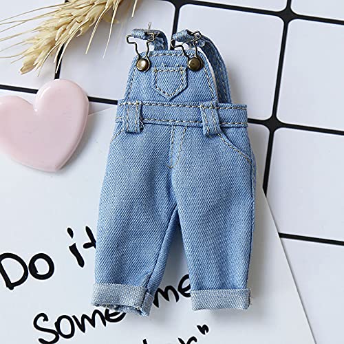 AMITD Bjd Clothes Fashion Strap Denim Trousers for Ob11,Body9,GSC,1/12bjd Doll Clothes Accessories Pants (Light Blue) von AMITD