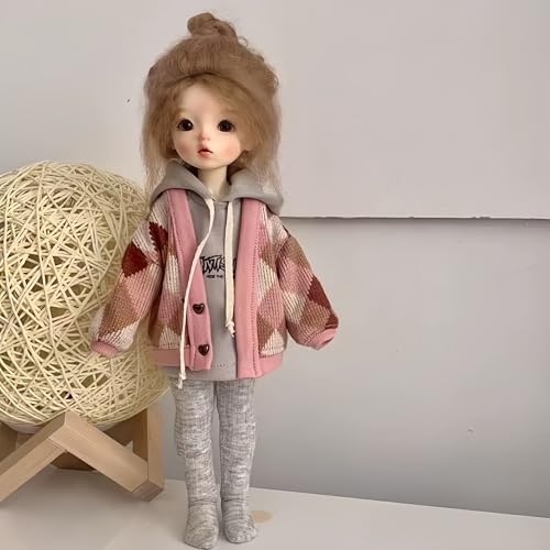 AMITD Bjd Doll Clothes,Ball Jointed Doll Clothes,Handmade,Sweater,Hooded Sweatshirt.Legging.for 1/6 bjd Doll (Grey) von AMITD