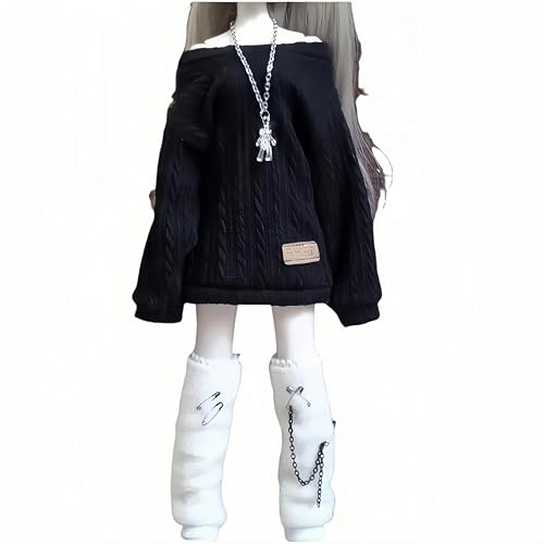 AMITD Bjd Doll Clothes Handmade Fashionable Sweaters and Decorations Suitable for 1/3 1/4 1/6 BJD SD Doll Gifts for Doll Lovers (Black, 1/6) von AMITD