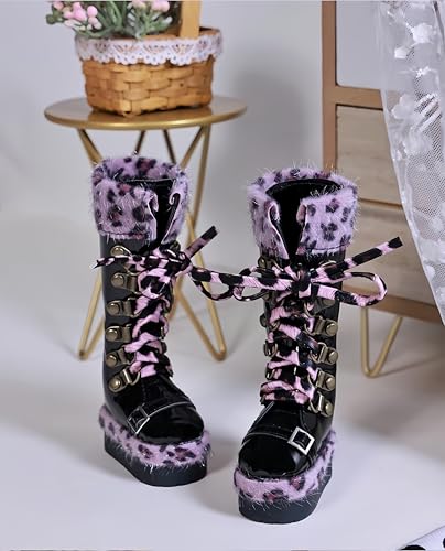 AMITD Bjd Doll Shoes 1/4 Ball Jointed Doll Shoes Handmade Fashion Leopard Shoes for 1/4 BJD Doll and Gifts for Doll Lovers (Violet) von AMITD