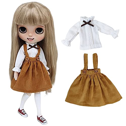 AMITD Doll Clothes Suspender Skirt+Shirt 2-Piece Set for Blyth,Ob24,Licca,Azone BJD Doll Accessories Toys Clothing (Yellow Set) von AMITD