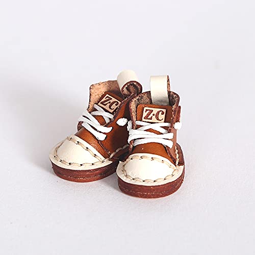AMITD Doll Shoes High Top Handmade Leather Shoes for Ob11,Body9,GSC,Small 1/12bjd Ball Joint Doll Accessories (Brown) von AMITD