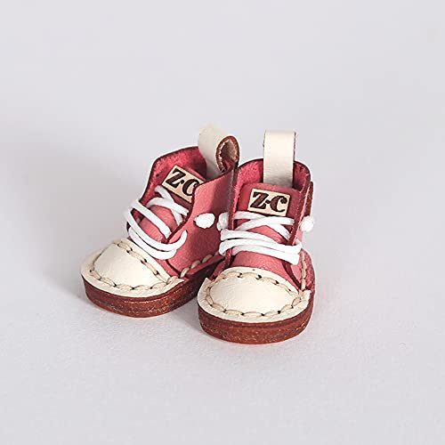 AMITD Doll Shoes High Top Handmade Leather Shoes for Ob11,Body9,GSC,Small 1/12bjd Ball Joint Doll Accessories (Pink) von AMITD
