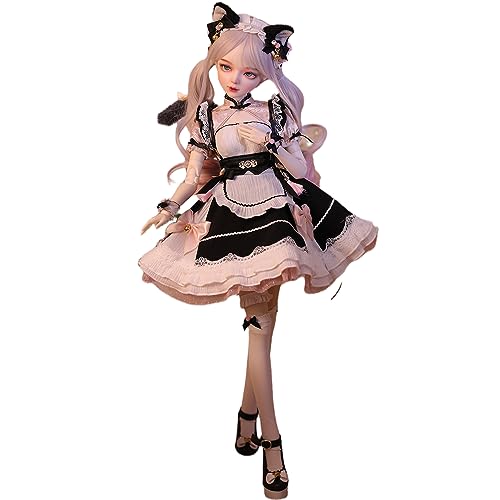 AMITD Handbemalte BJD-Puppe 1/3, 22,8 Zoll (56 cm) hoch, Katzengirl-Mädchenstil, Gelenkpuppe, PVC-Körper mit 31 beweglichen Gelenken, ab 14 Jahren, Schreibtisch- und Wanddeko (Handmade Makeup Plus) von AMITD