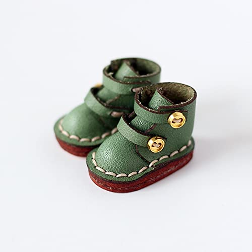 AMITD Leather Cowhide Handmade Shoes Boots for OB11,Molly, GSC, 1/12 BJD Doll Accessories (Green) von AMITD