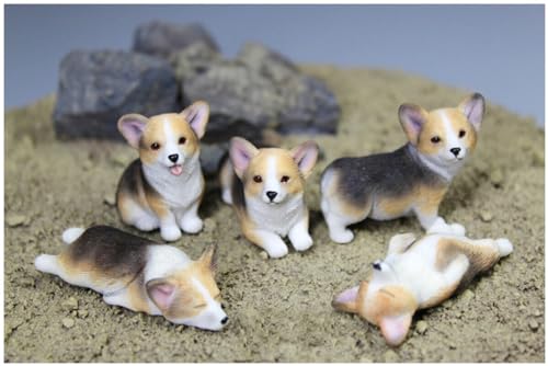 AMITD Mr.Z Studio Mini Dog Welsh Corgi Figure Collection Resin Decor Gift (Black and Yellow) von AMITD