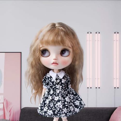 AMITD New Lapel Skirt Blyth BJD Doll Clothes Dress for Ymy Licca Azones Ob24 Ob27 Doll Accessories Toys Clothing (Black-Flower) von AMITD