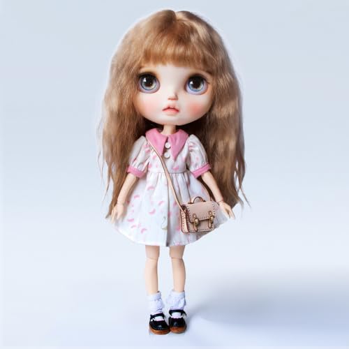 AMITD New Lapel Skirt Blyth BJD Doll Clothes Dress for Ymy Licca Azones Ob24 Ob27 Doll Accessories Toys Clothing (White) von AMITD