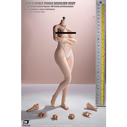 AMITD TBLeague 1/6 Maßstab weiblicher Körper, superflexibel, dauerhaft, voluminöser Körpertyp, Bikini, abnehmbare Füße, Miniatur-Aktion-Figuren PLLB2023-S52A (blass, große Brüste) von AMITD