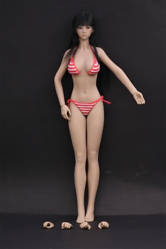 AMITD Tbleague 1/6 Super Flexible Seamless Figure Körper Suntan Action Figures with Red Bikini Set, Kopfskulptur and Base & Holder (PHMB2019-S35) von AMITD