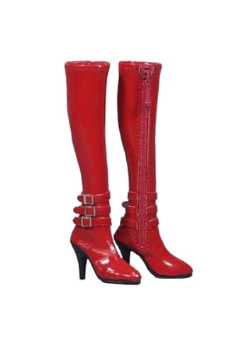 AMITD ZYTOYS ZY1008C 1/6 Scale High Zipper Women's Leather Boots Fashion Accessory for 12 Inch Female Action Figure TBLeague Phicen Body Doll (Red) von AMITD
