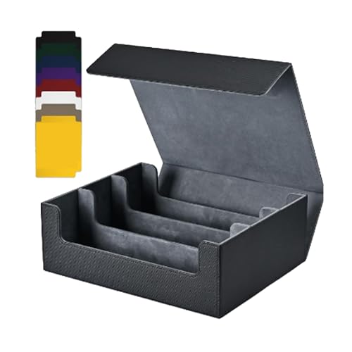 AMIUHOUN Kartenaufbewahrungsbox für Sammelkarten, 1800+ PU-KartendeckhüLle, Kartenbox mit Magnetverschluss für Magnetische Spielkarten, Schwarz von AMIUHOUN