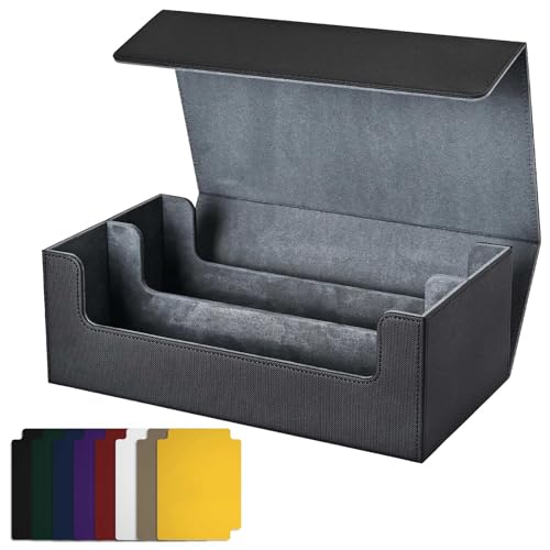 AMIUHOUN Kartenaufbewahrungsbox für Sammelkarten, KartendeckhüLle, Kartenhalter mit Magnetverschluss für Magnetische Spielkarten, Schwarz von AMIUHOUN