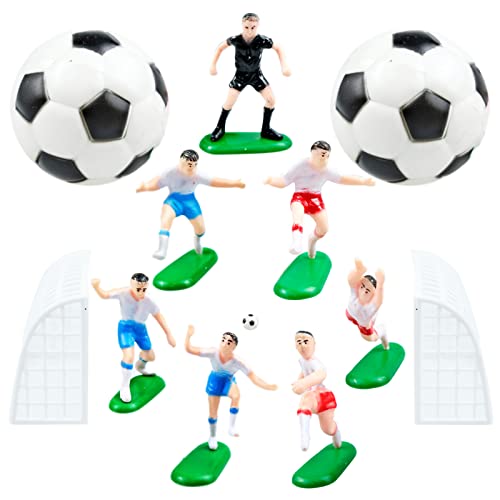 12 Stück Tortendeko Fussball, Fußball Kuchen Topper Fußball Kuchen Deko Fußballspieler Figuren Geburtstagstorte Dekoration Kuchendeko Fussball Geburtstag für Cake und Cupcakes von AMJKEJI