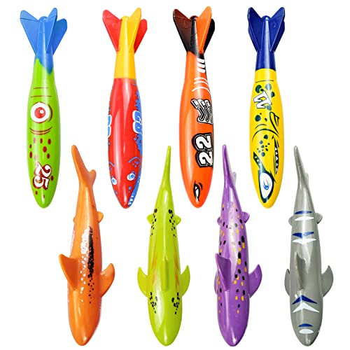 AMJKEJI 8 Stück Pool Spielzeug Torpedo Hai Unterwasser Torpedo Schwimmbad Spielzeug Tauchspielzeug für Kinder Geburtstag Geschenk, Sommer Schwimmen, Tauchen, Training AMJKEJI 8 Stück Pool Spielzeug Torpedo Hai Unterwasser Torpedo Schwimmbad Spielzeug Tauchspielzeug für Kinder Geburtstag Geschenk, Sommer Schwimmen, Tauchen, Training von AMJKEJI