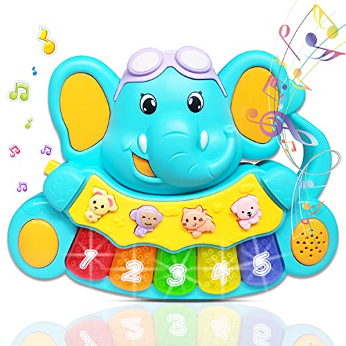 AMLGBTOP Baby Spielzeug 6 Monate Elefant Musik Babyspielzeug ab 1 Jahr Klavier Musikspielzeug 6 9 12 18 Monate Baby Licht Up Keyboard Spielzeug 6-12 12-18 Monate Mädchen Jungen Weihnachten Geschenk von AMLGBTOP
