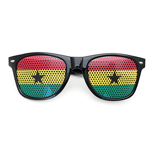 AMMICCO Sonnenbrille, Flagge, Weltmeisterschaft, 2 Paar Brillen, Gitter, Brillen, Halterung, Dekoration, Zubehör, Foto, Brille, Party, Sport, Fußball (Ghana) von AMMICCO
