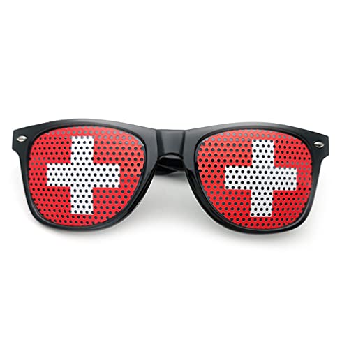 AMMICCO Sonnenbrille, Flagge, Weltmeisterschaft, 2 Paar Brillen, Gitter, Brillen, Halterung, Dekoration, Zubehör, Foto, Brille, Party, Sport, Fußball (Schweiz) von AMMICCO