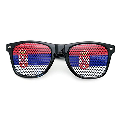 AMMICCO Sonnenbrille, Flagge, Weltmeisterschaft, 2 Paar Brillen, Gitter, Brillen, Halterung, Dekoration, Zubehör, Foto, Brille, Party, Sport, Fußball (Serbien) von AMMICCO