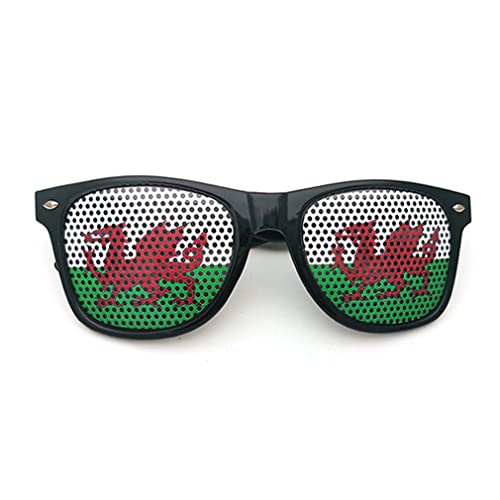 AMMICCO Sonnenbrille, Flagge, Weltmeisterschaft, 2 Paar Brillen, Gitter, Brillen, Halterung, Dekoration, Zubehör, Foto, Brille, Party, Sport, Fußball (Wales) von AMMICCO