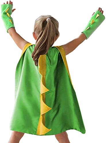 Kinder-Dinosaurier-Umhang Halloween-Kostüm mit Kapuze und Handschuhen Drachenkostüm für Jungen und Mädchen 3 4 5 6 7 8 Jahre alt von AMMICCO