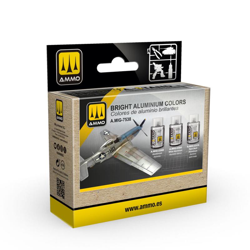 A-STAND Bright Aluminium Colors Set von AMMO by MIG Jimenez
