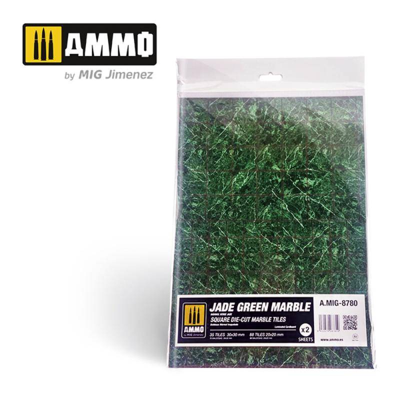 Jade Green Marble. Square Die-cut Marble Tiles - 2 pcs von AMMO by MIG Jimenez