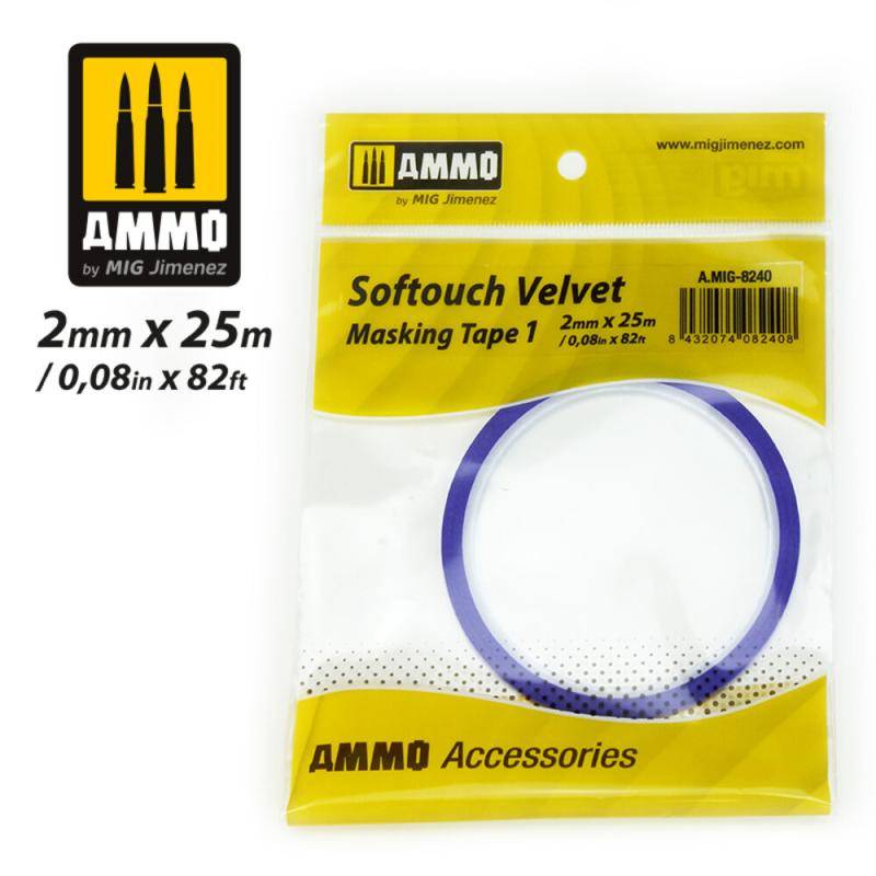 Softouch Velvet Masking Tape 1 (2mm x 25M)Â  von AMMO by MIG Jimenez