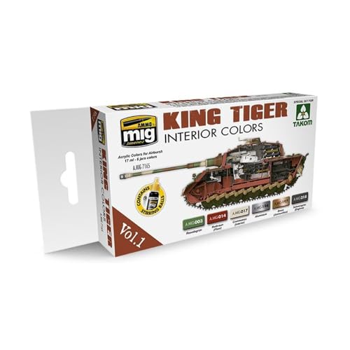 AMMO MIG-7165 King Tiger Interior Color (Special Takom Edition) Vol.1 Acrylfarben-Set, mehrfarbig, 17 ml (6 Stück) von Mig Jimenez