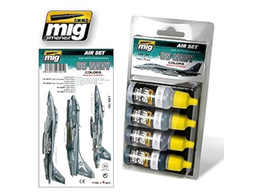 Ammo MIG-7201 USN 1: from 80's to Present Acrylic Smart Set for Aircraft (4 X 17Ml Jars), Multicolour von Mig Jimenez