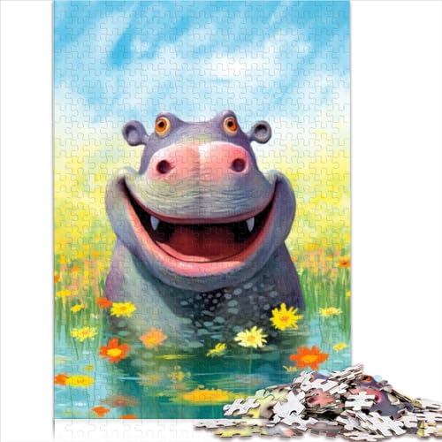 Happy Hippo Delight Puzzle für Erwachsene, Puzzles für Erwachsene, Holzpuzzles für Erwachsene, Lernspielzeug, 300 Stück (40 x 28 cm) von AMNOOL